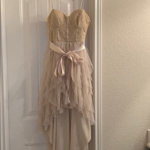 Gold glittery hi-lo dress